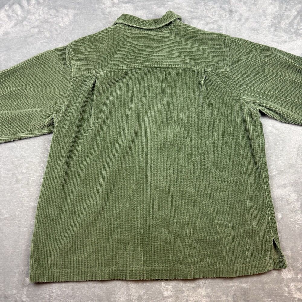 LL Bean Green Corduroy Button Up Shirt Jacket XL Cotton Shacket - Picture 6 of 8